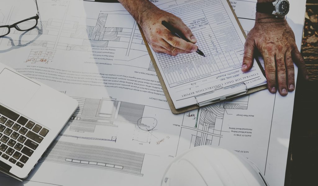 Site engineer on a construction site